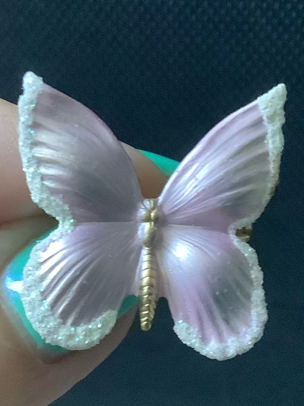 Pink Butterfly Pin Brooch with Sparkle Edges